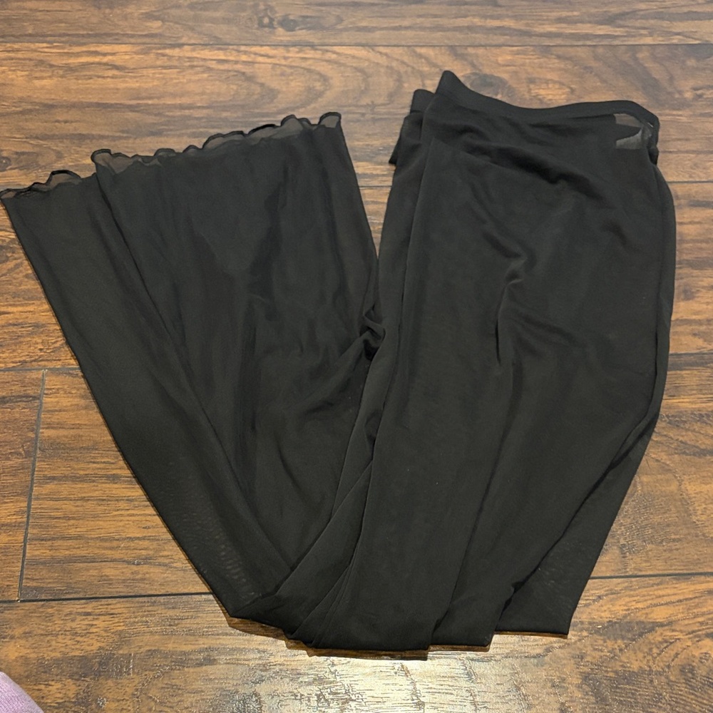 Black Sheer Wide-Leg Pants NWOT
